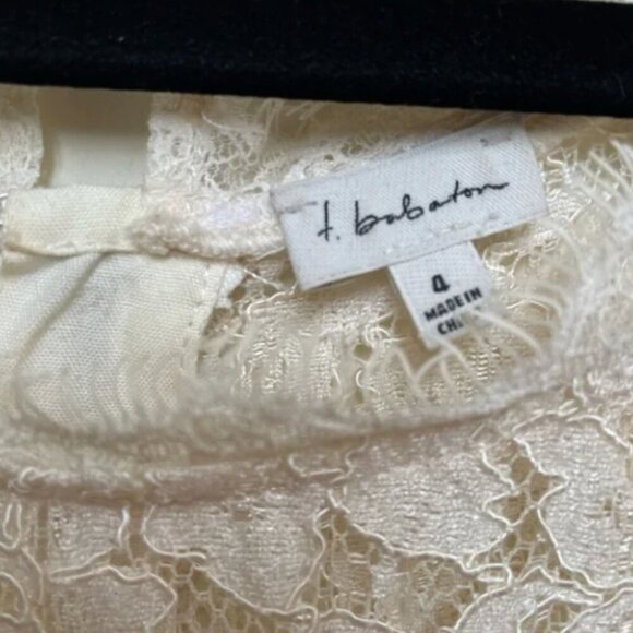Babaton Aritzia | Creamy White Lace Top - Short Sleeve - 4 - Picture 2 of 3